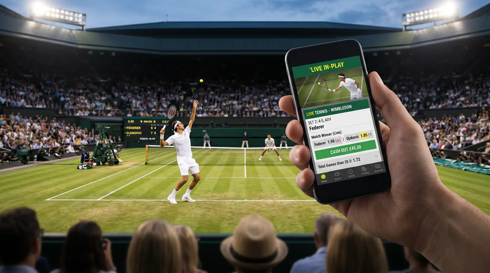 Cash-out offer on a live tennis bet illustrating in-play discipline