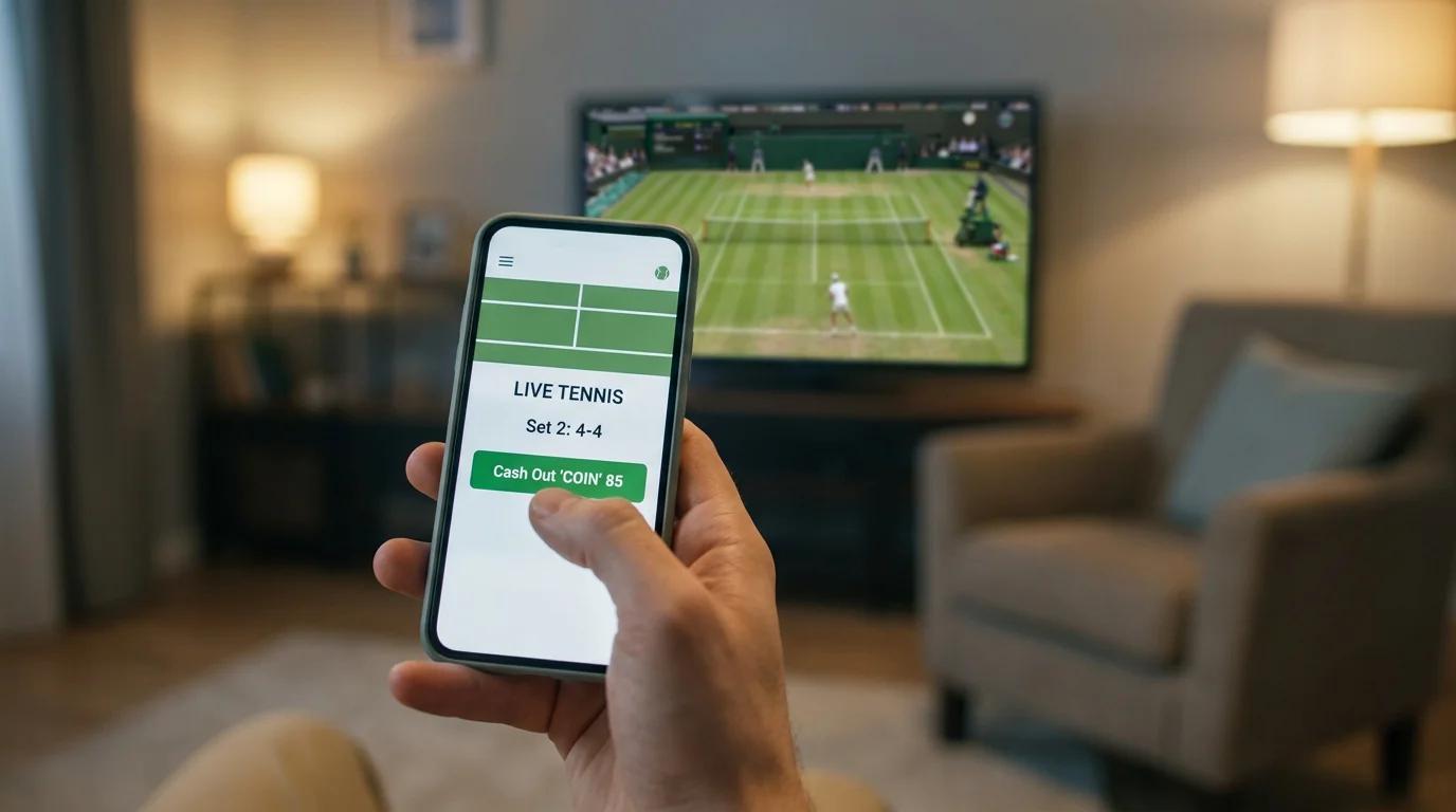 A screen showing how a cash-out figure is priced during a live tennis match