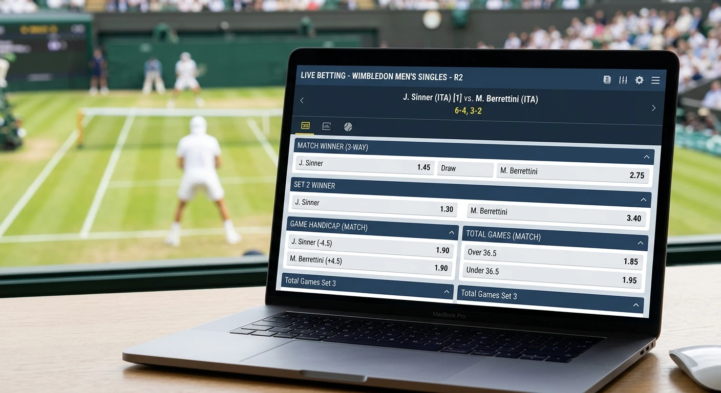 Game handicap and total games lines for a grass-court Wimbledon match