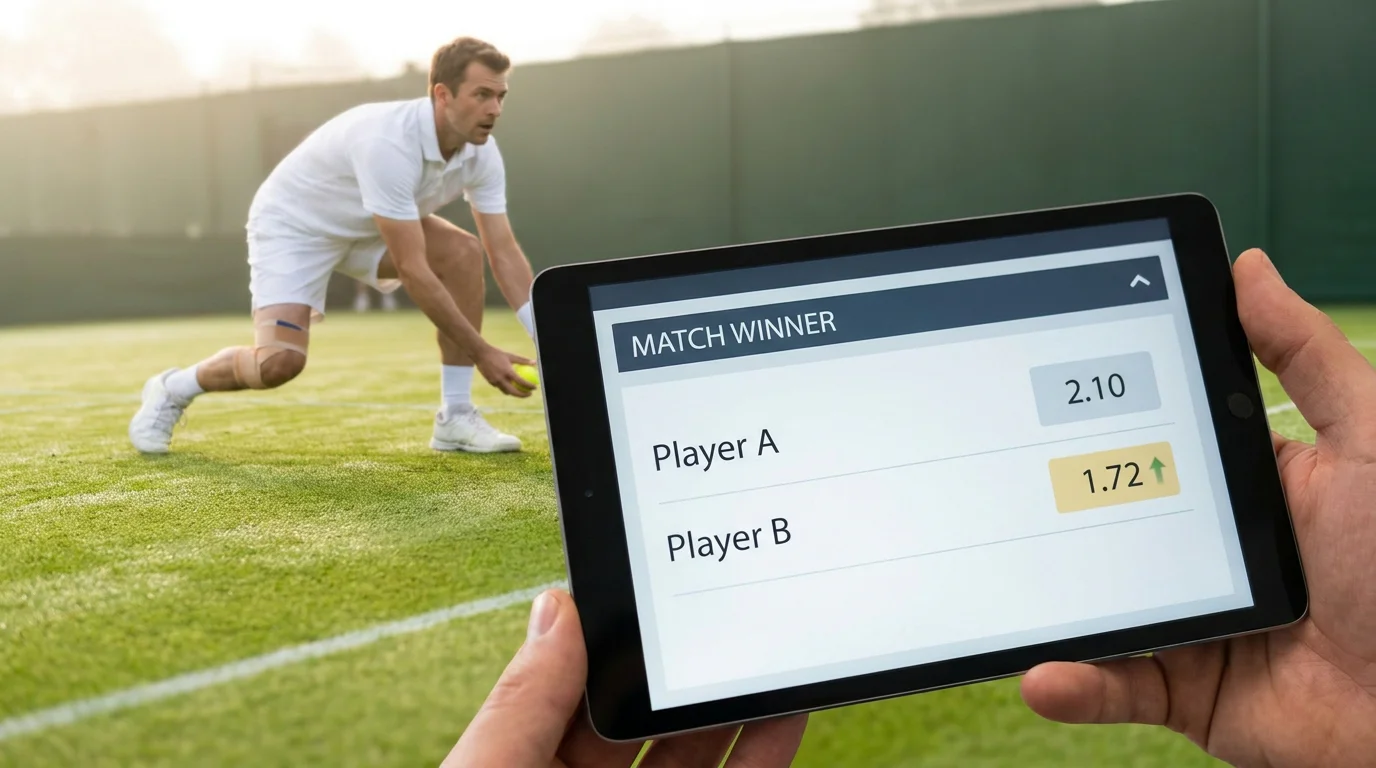 A live price moving as a player's fitness comes into question before a grass-court match