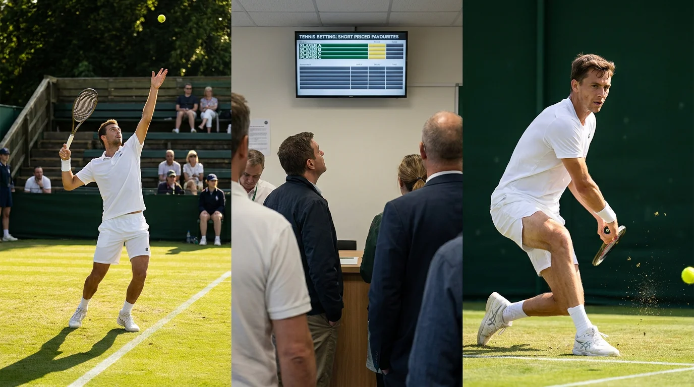 A grass-court outsider striking a flat forehand on a Wimbledon court