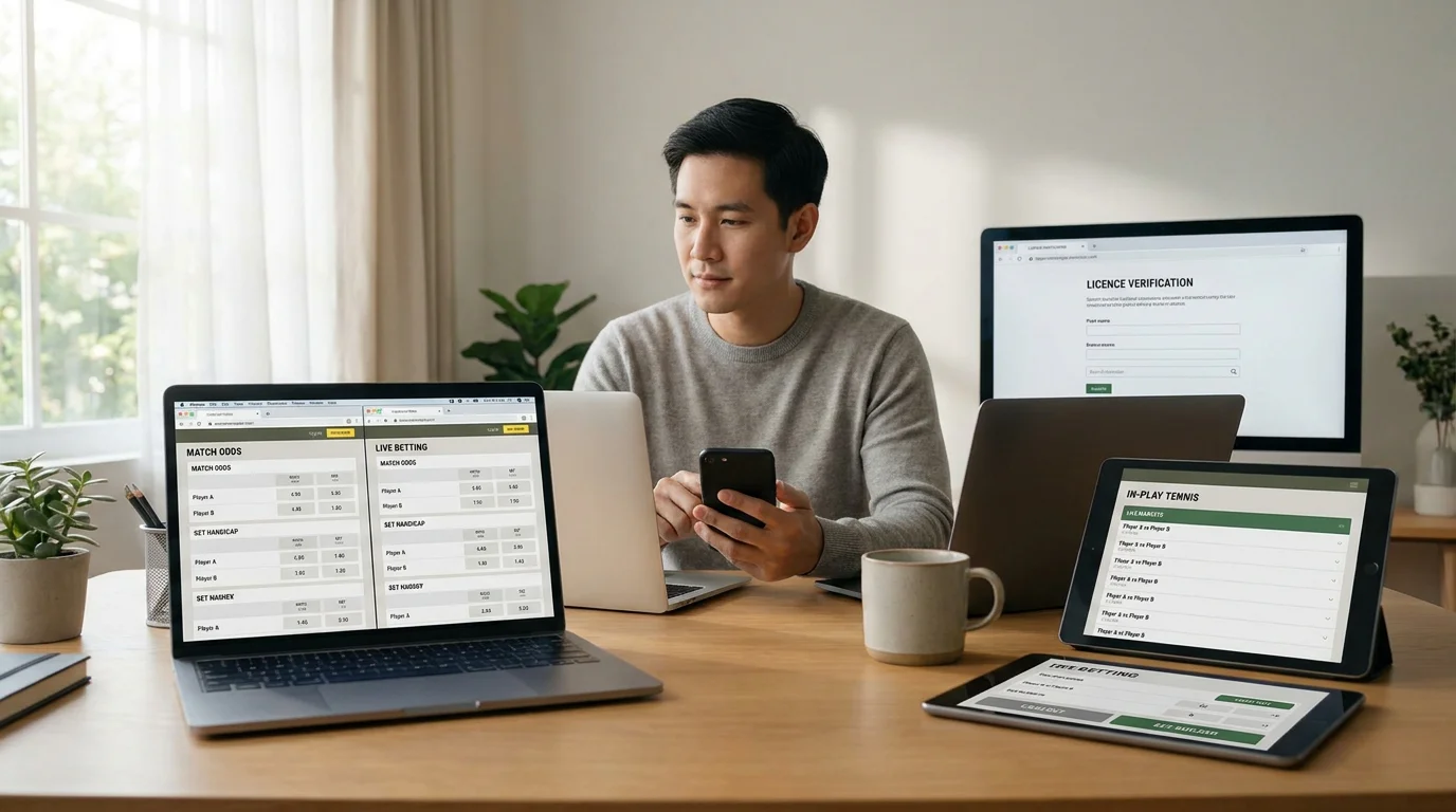 A screen showing live tennis features such as cash out and bet builder