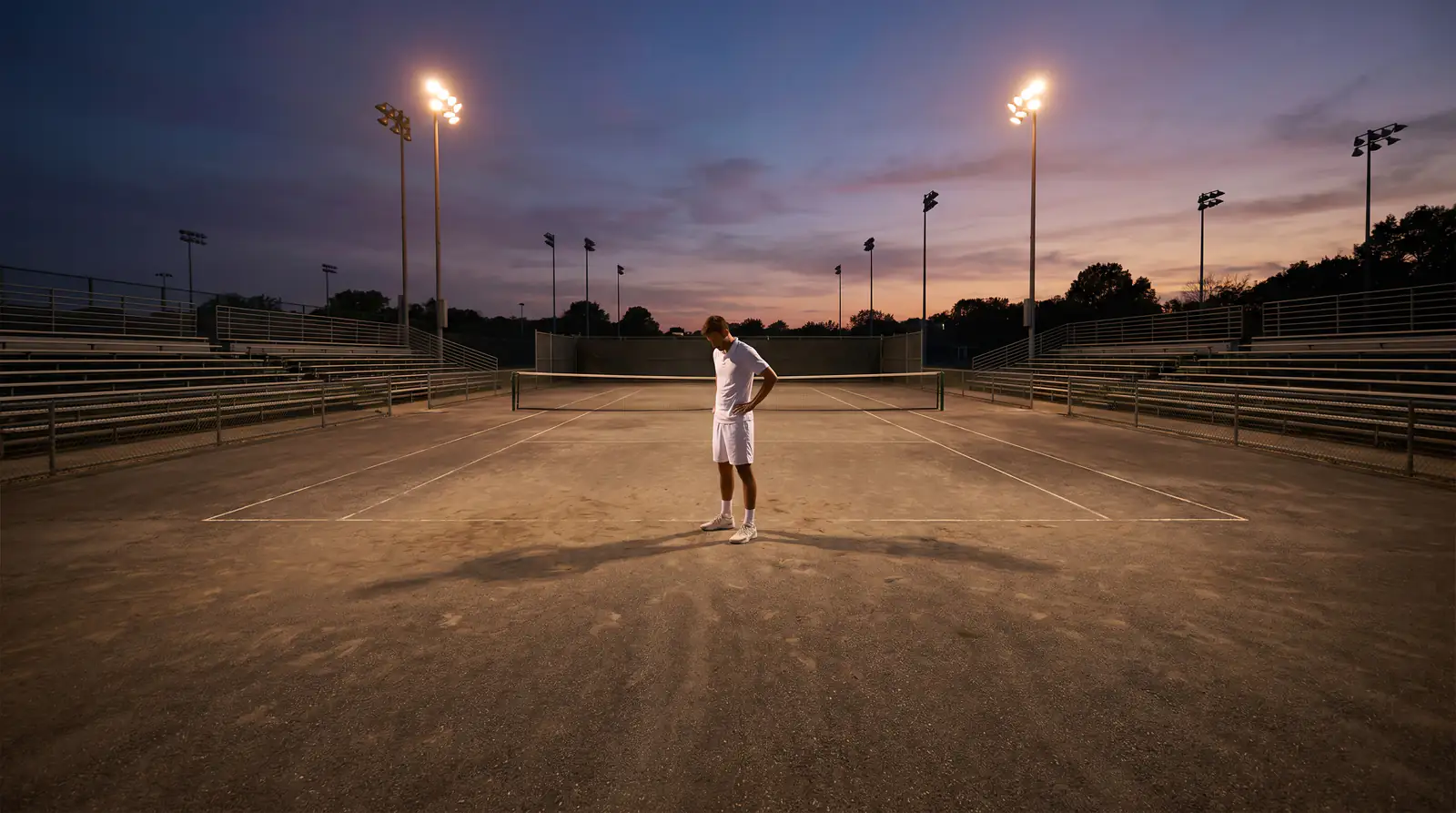 A single player on court illustrating how one individual can swing a match