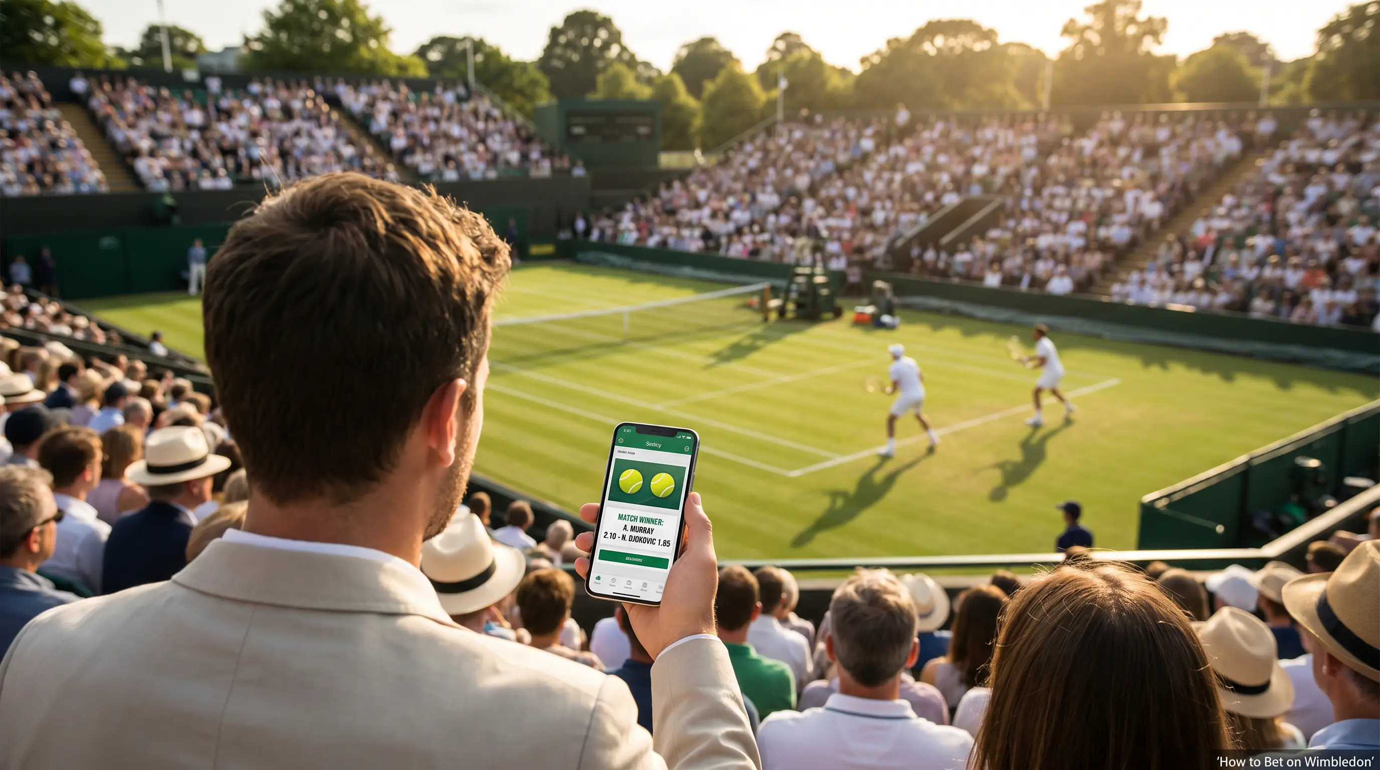 Match winner market shown for a Wimbledon singles match on a betting screen