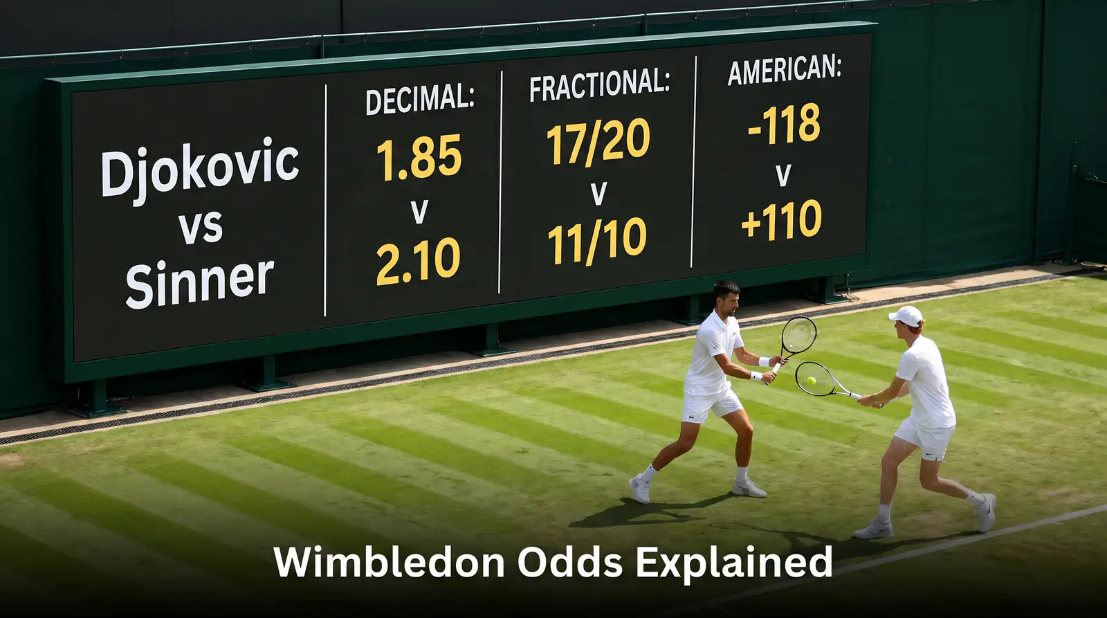 No-vig fair odds calculation stripping the margin from a tennis price