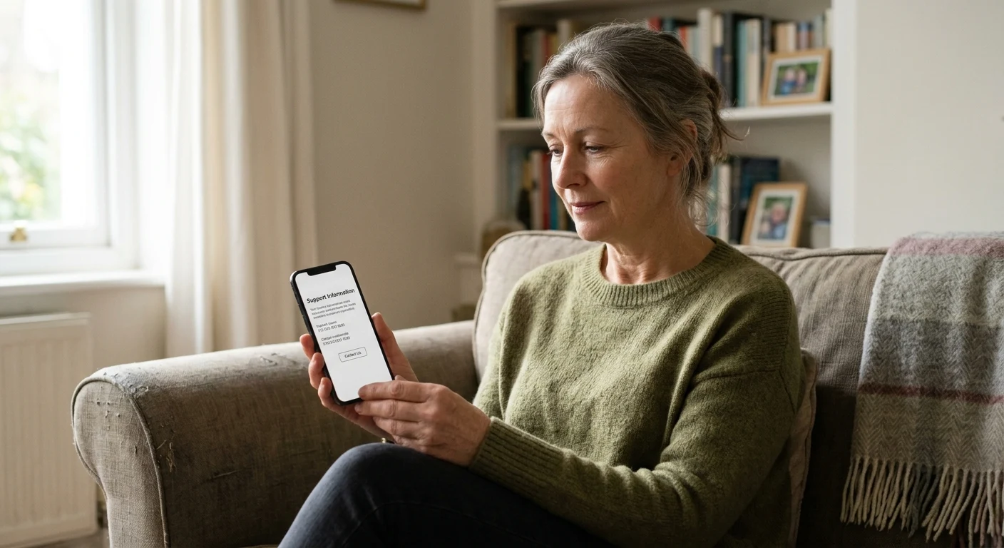 A person calmly reaching out for gambling support on a phone