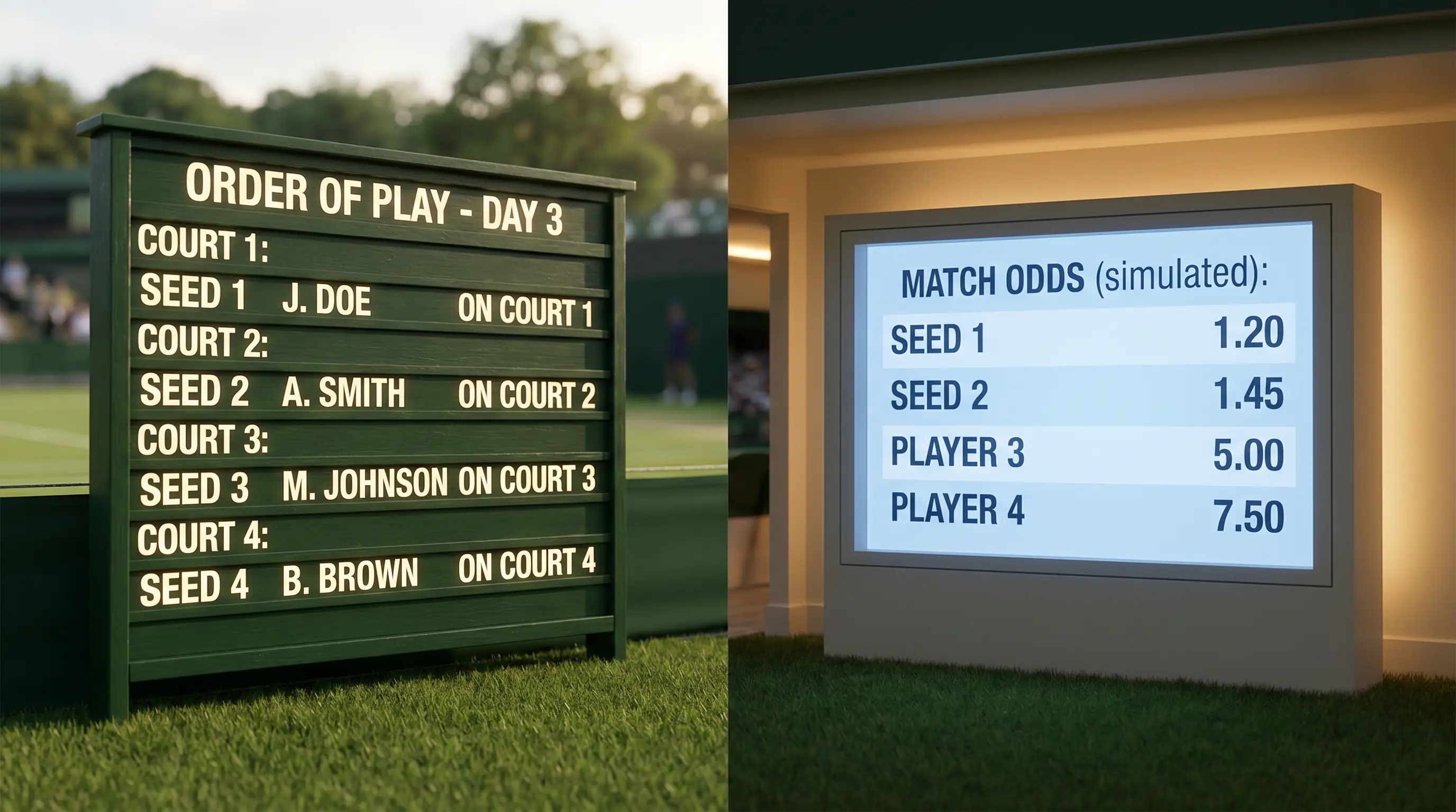 An odds board where seeded players sit at the shortest prices