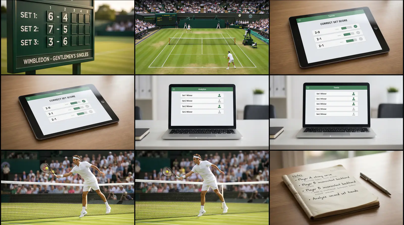 A bettor's notebook with handwritten notes comparing set betting and match-winner options