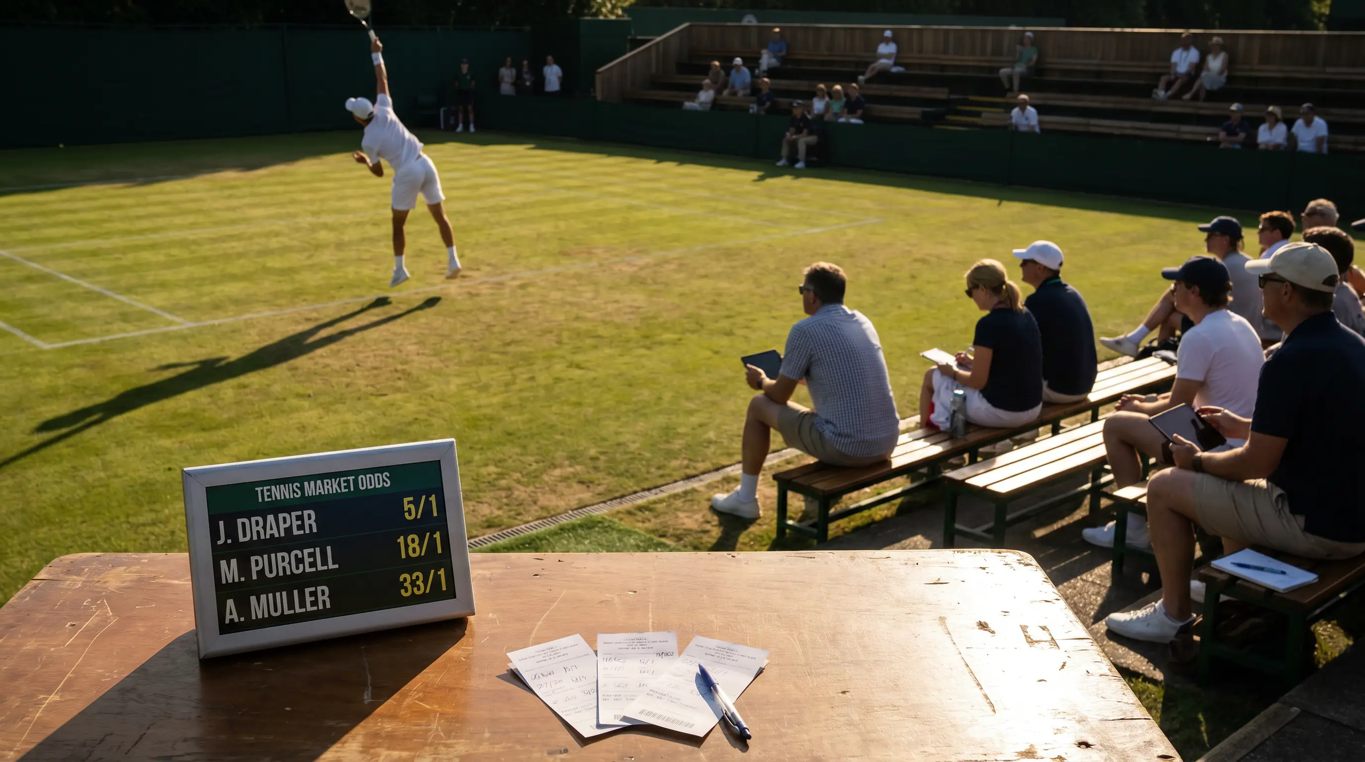 A small set of low-stake betting slips spread on a table for outsider wagers