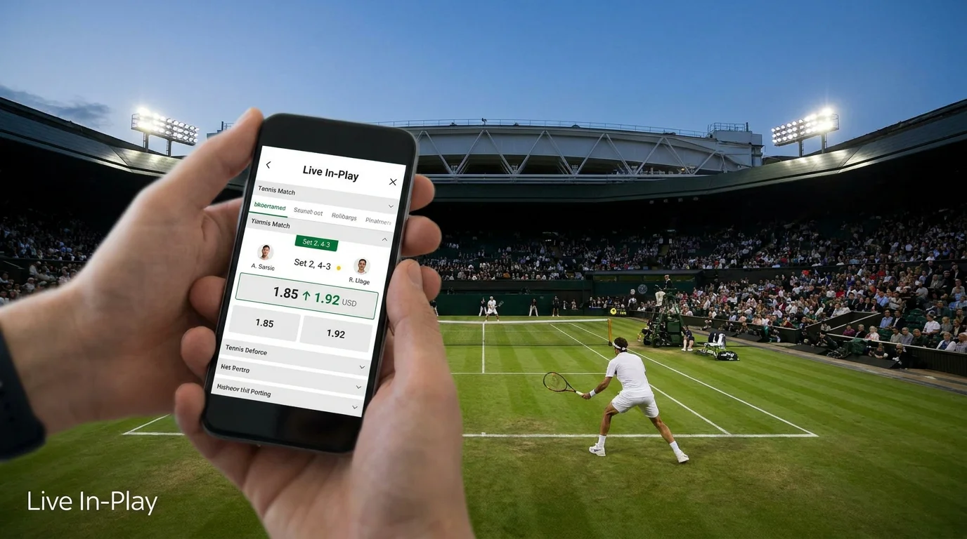 Tennis scoreboard showing points, games and sets resolving during a match