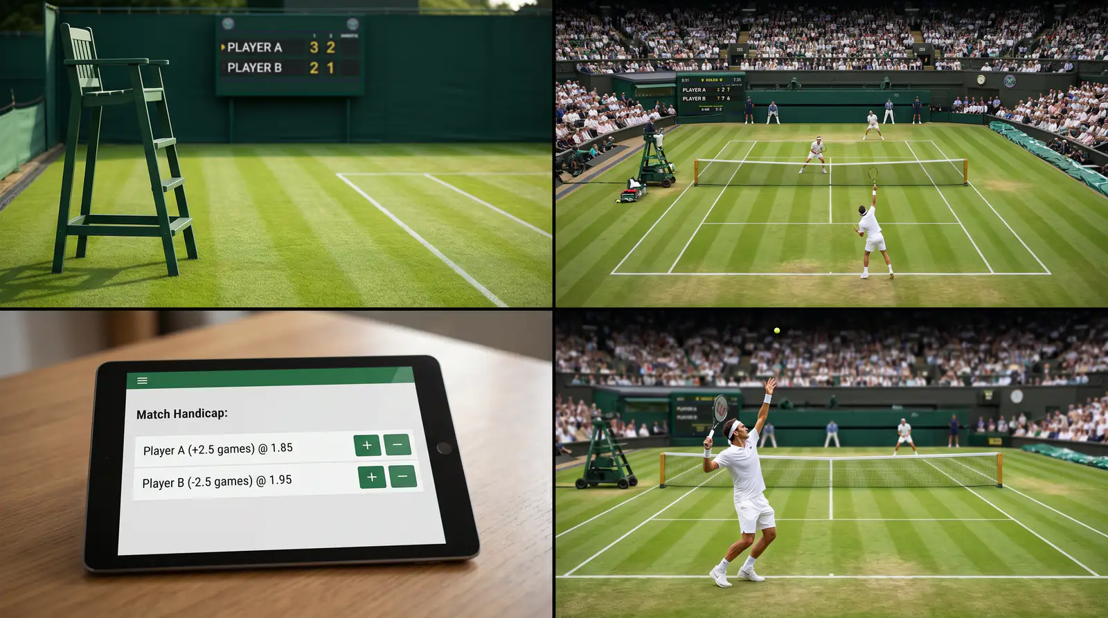 A server holding comfortably on Wimbledon grass as the games stay close