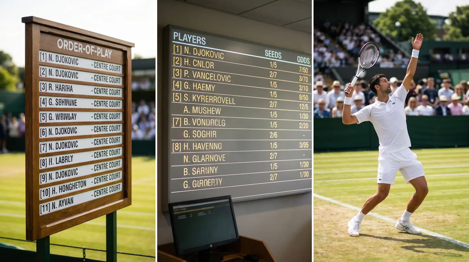 A top seed serving in smooth rhythm on Wimbledon grass early in the tournament
