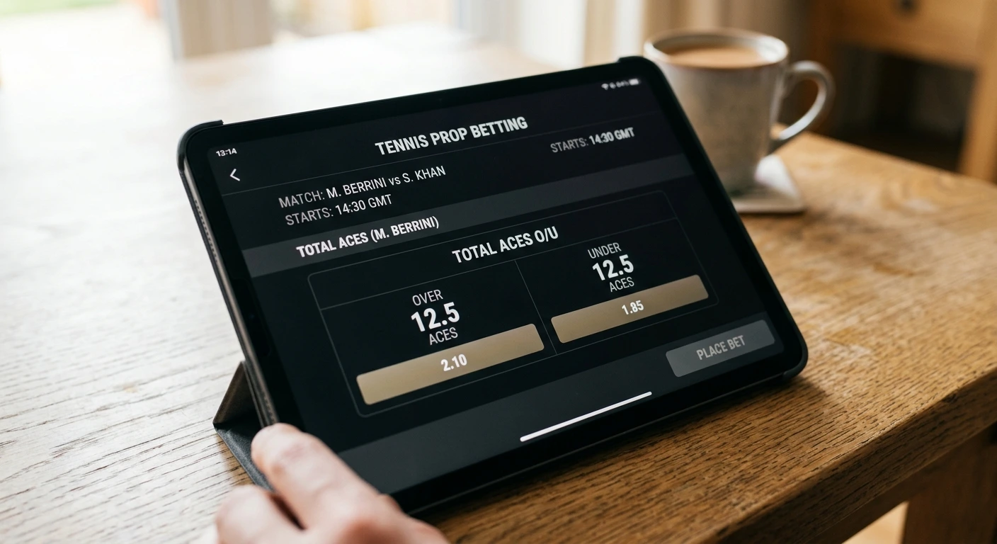 A betting screen showing a total aces prop market for a Wimbledon player