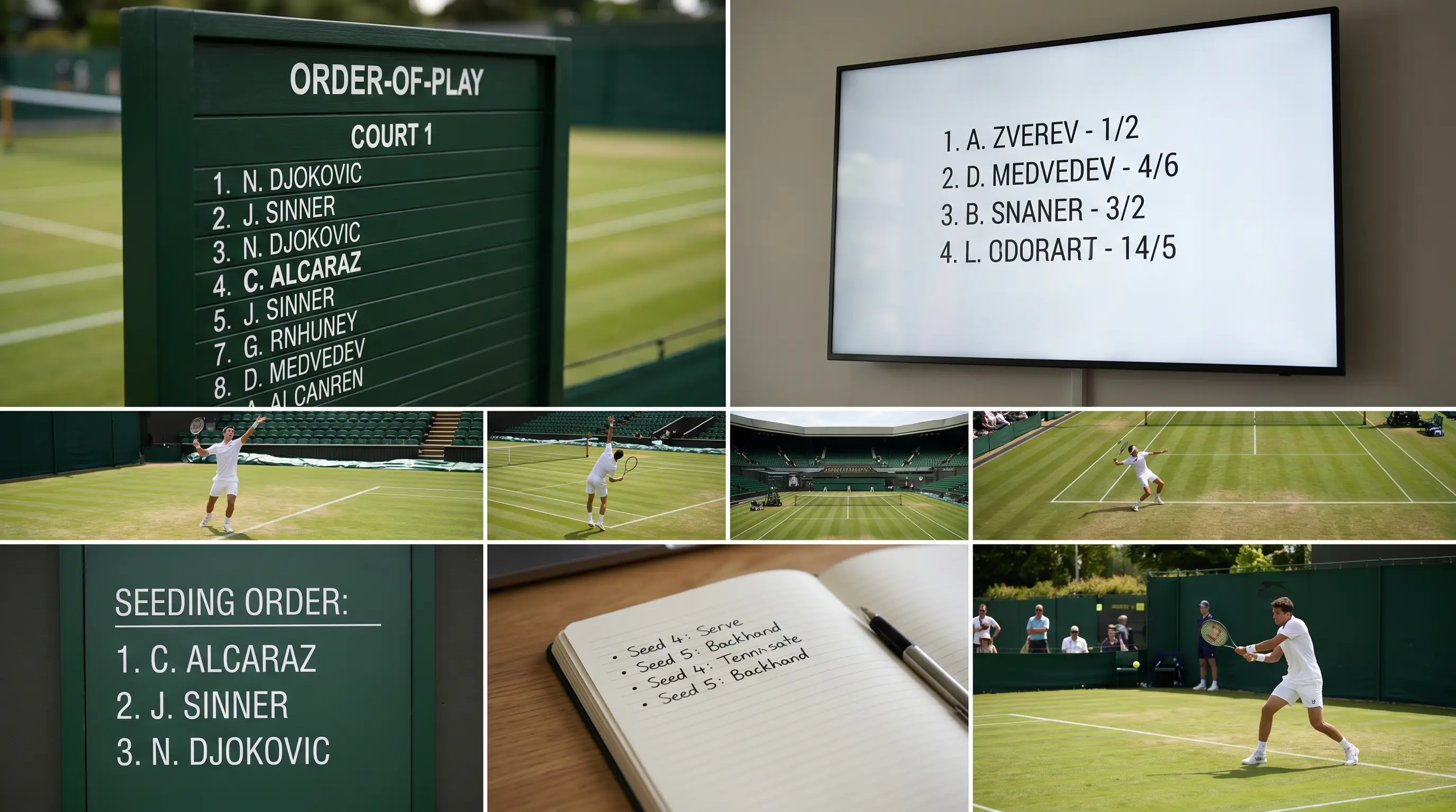 An unseeded player competing on a Wimbledon outside court before a modest crowd