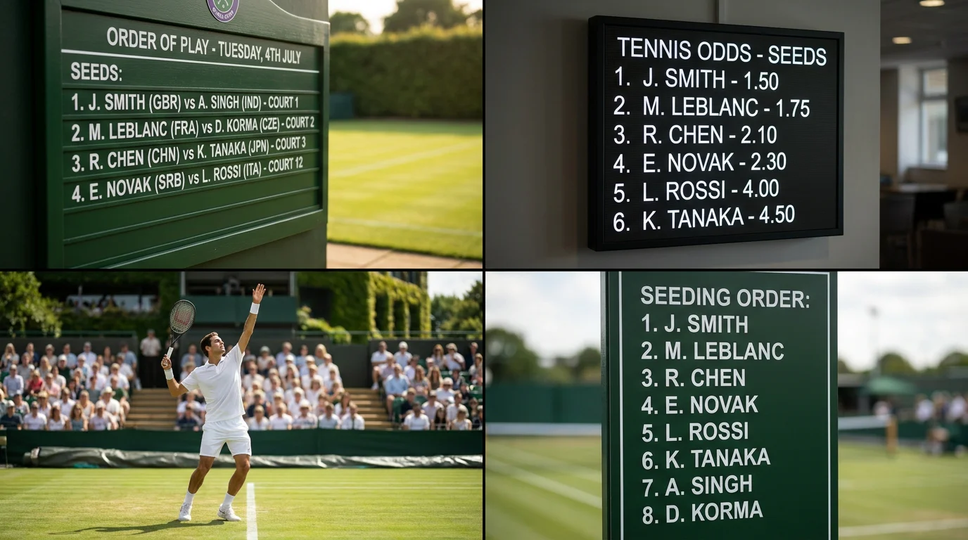 A Wimbledon seeding order board listing the top seeds for the draw