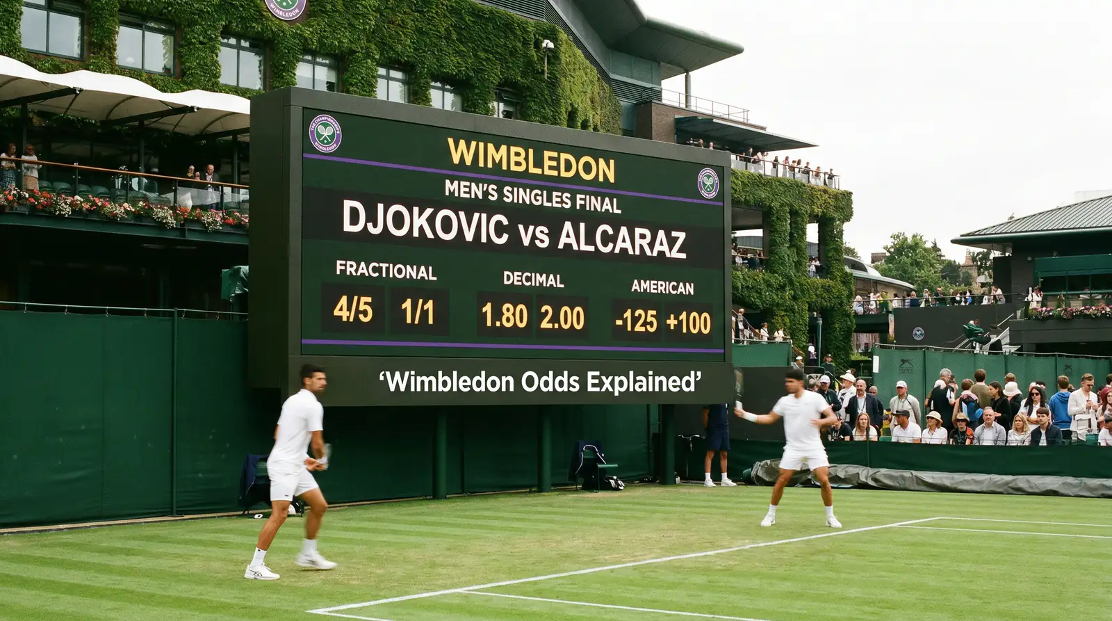 Wimbledon tennis odds shown in decimal, fractional and American formats