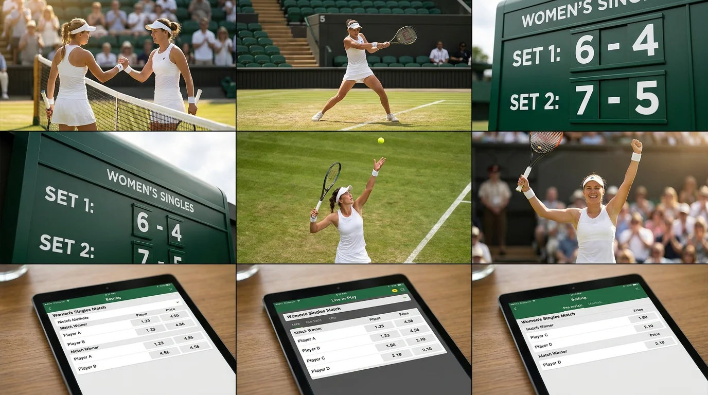A tablet showing WTA-specific Wimbledon markets worth watching